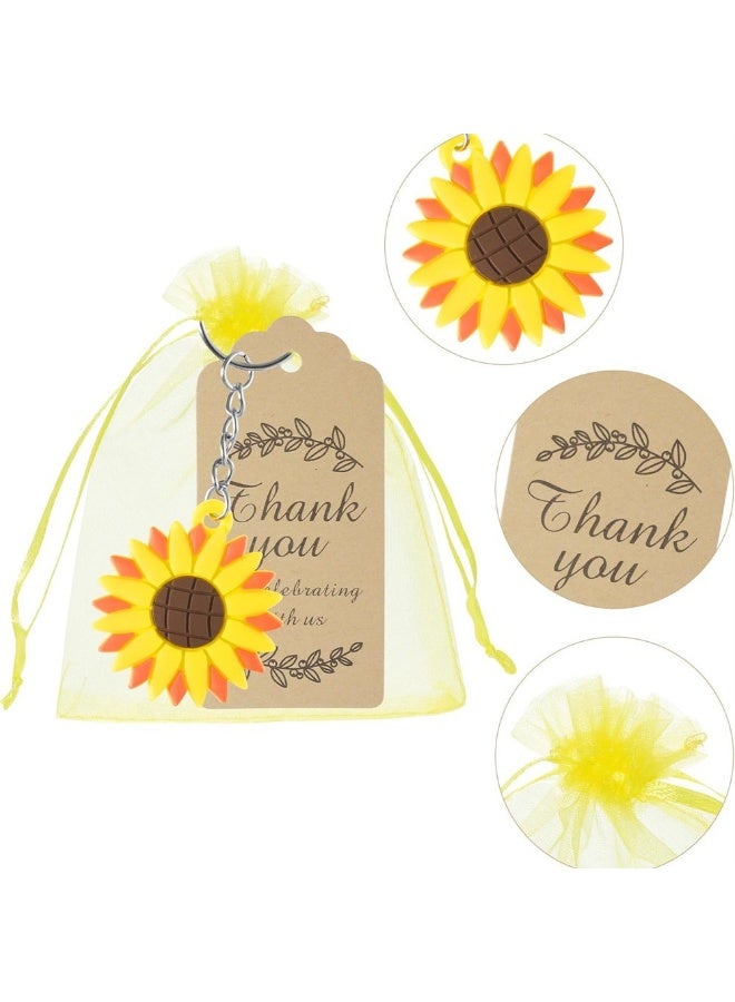 JAYATO 90 pcs Sunflower keychains, bags, pendants Party Favors for 30 Guests, Party Gift Bags Key Chain and stickers party supplies for Mother's Day, Birthday, Guests, Commemoration, Baptism, Thank-you gifts Decoration - Image 3