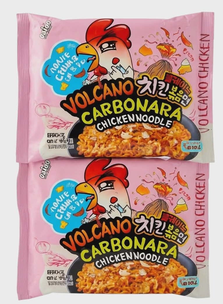 Paldo Volcano Cream Carbonara Chicken Noodles - 130g - Pack of 2 - Image 1