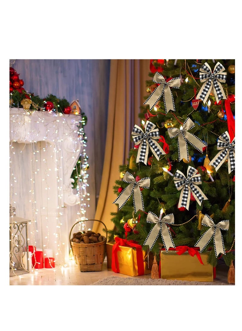 SOLARAE 2 Rolls Buffalo Plaid Wired Edge Ribbons, Burlap Fabric Craft Ribbon for Wreath Floral Bows Craft Decor - Image 5