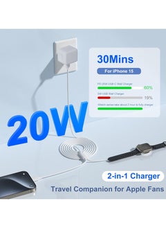 Generic 2-In-1 20W Type C PD Fast  Charger | Apple Watch Charger | USB C Wall Fast Charger with USB C to Lightning Cable&Apple Watch Charging Cable, Compatible with iPhone 14/14 Pro/14 Pro Max/13/12 & Apple Watch Series10/9/8/7/6/ SE5/4/3/2/1  - Image 4