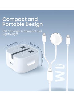 Generic 2-In-1 20W Type C PD Fast  Charger | Apple Watch Charger | USB C Wall Fast Charger with USB C to Lightning Cable&Apple Watch Charging Cable, Compatible with iPhone 14/14 Pro/14 Pro Max/13/12 & Apple Watch Series10/9/8/7/6/ SE5/4/3/2/1  - Image 2