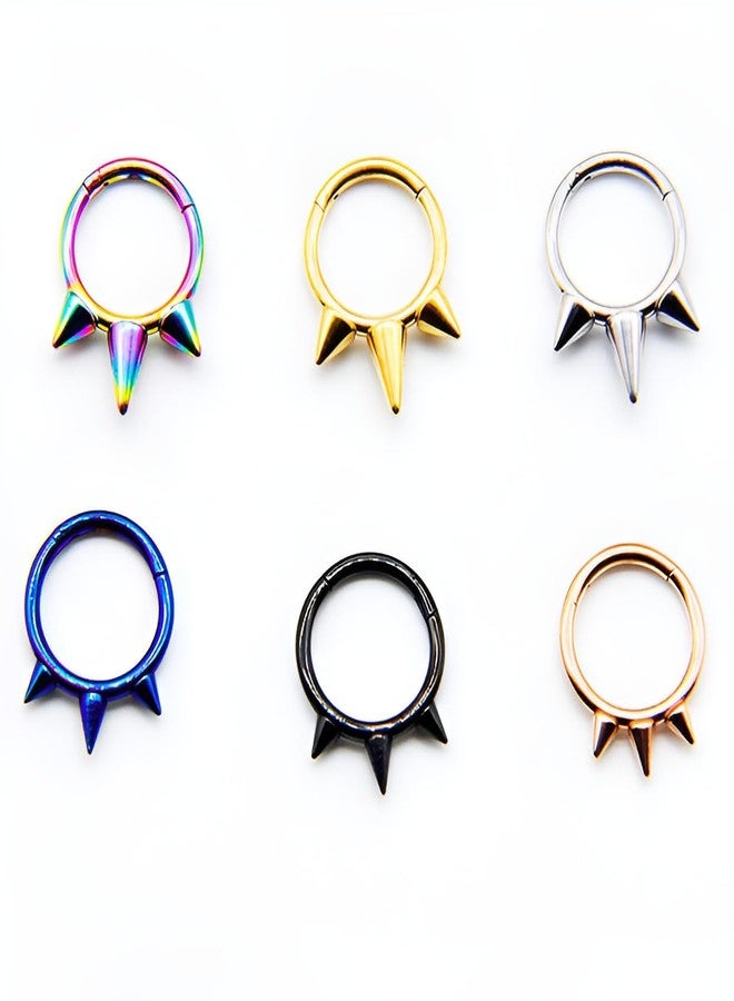 Decentraland 1 PC 16G Black Diameter 8mm Spike Daith Nose Septum Mouth Hoop Earring Cartilage Jewelry Clicker Surgical Steel Gothic Ring - Image 4