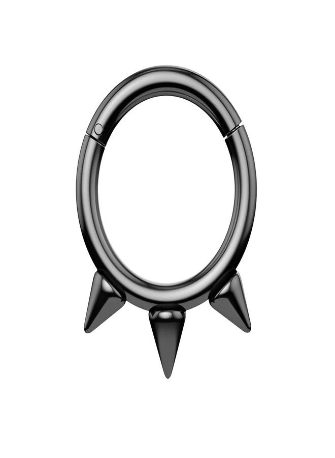 Decentraland 1 PC 16G Black Diameter 8mm Spike Daith Nose Septum Mouth Hoop Earring Cartilage Jewelry Clicker Surgical Steel Gothic Ring - Image 1