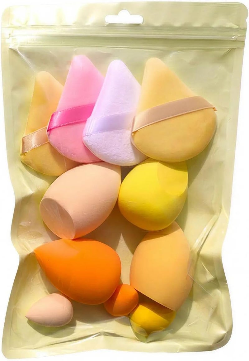 ToolHouse Makeup Sponge Set for Dry & Wet Use, 11 Pcs Multi Colored Soft Beauty Sponges, Foundation Blending Sponge for Liquid, Powder, Concealer and Cream, Makeup Tools (Yellow) - Image 1