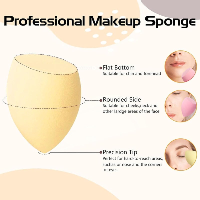 ToolHouse Makeup Sponge Set for Dry & Wet Use, 11 Pcs Multi Colored Soft Beauty Sponges, Foundation Blending Sponge for Liquid, Powder, Concealer and Cream, Makeup Tools (Yellow) - Image 2
