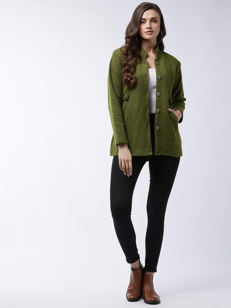Pivl Women's Long Acrylic Blend Sweater for Winter_Olive_XL||Winterwear|| - Image 3