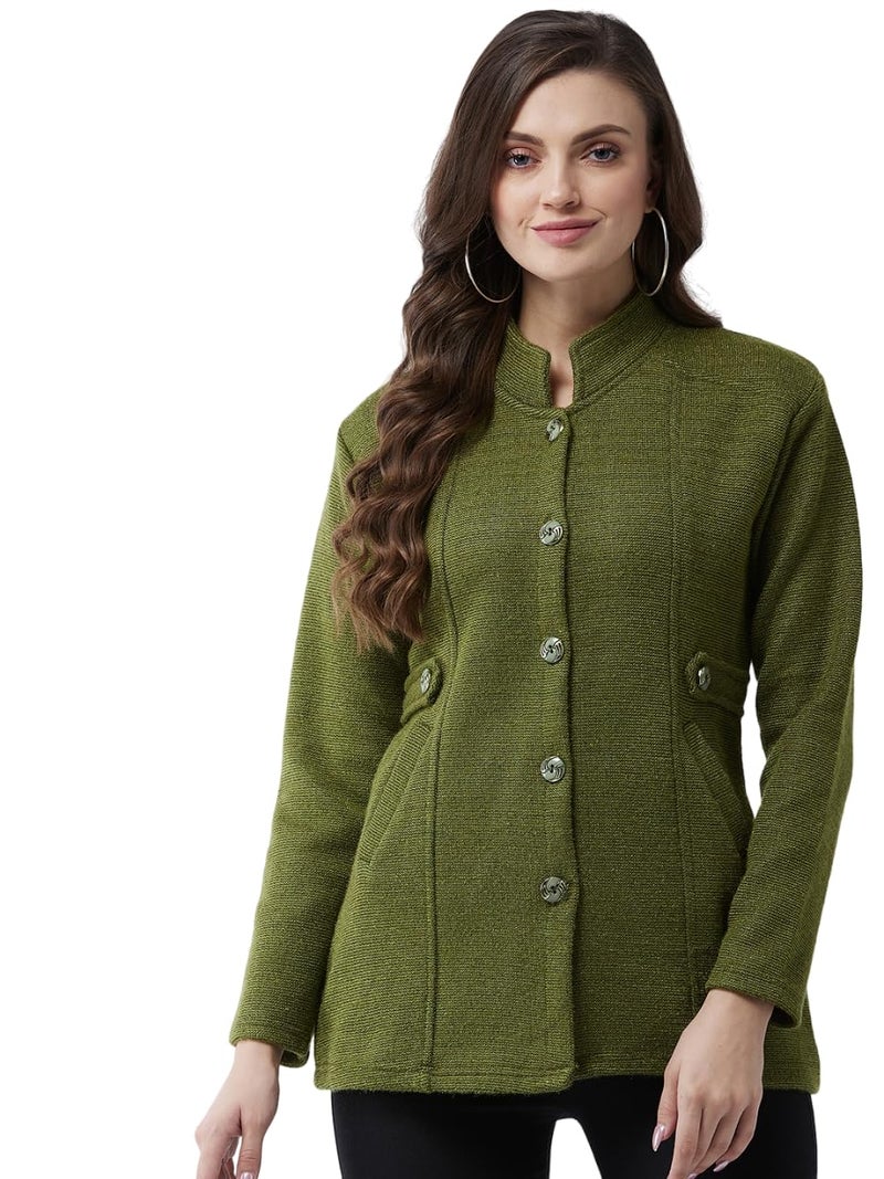 Pivl Women's Long Acrylic Blend Sweater for Winter_Olive_XL||Winterwear|| - Image 2