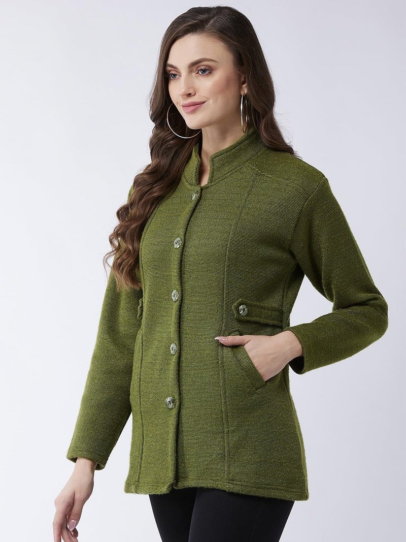 Pivl Women's Long Acrylic Blend Sweater for Winter_Olive_XL||Winterwear|| - Image 4