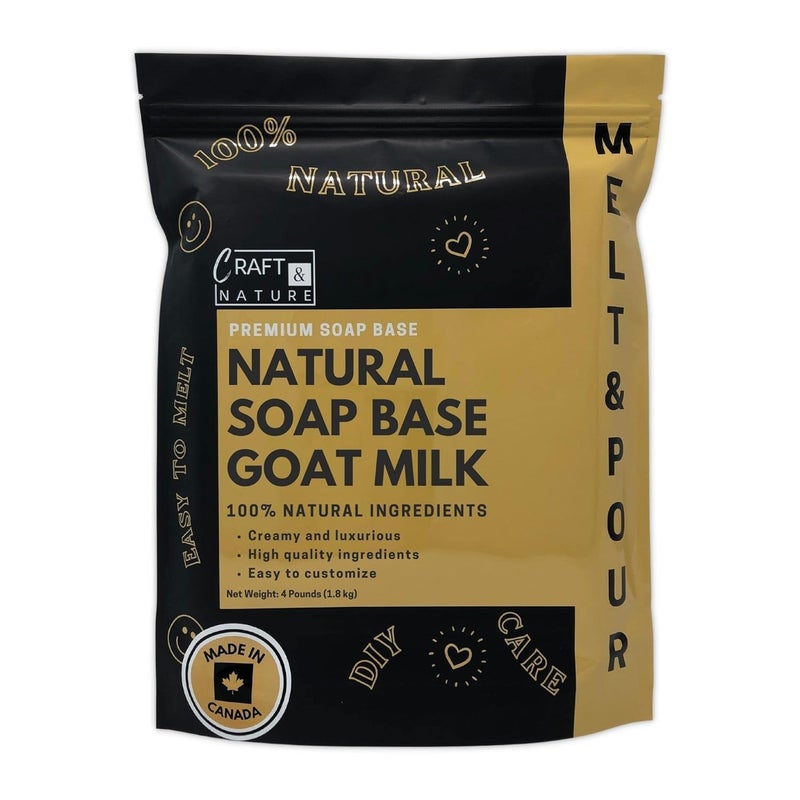 Craft & Nature 4 LB All Natural Unscented Goat Milk Moisturizing Glycerin Melt And Pour Soap Base for Soap Making - Image 1