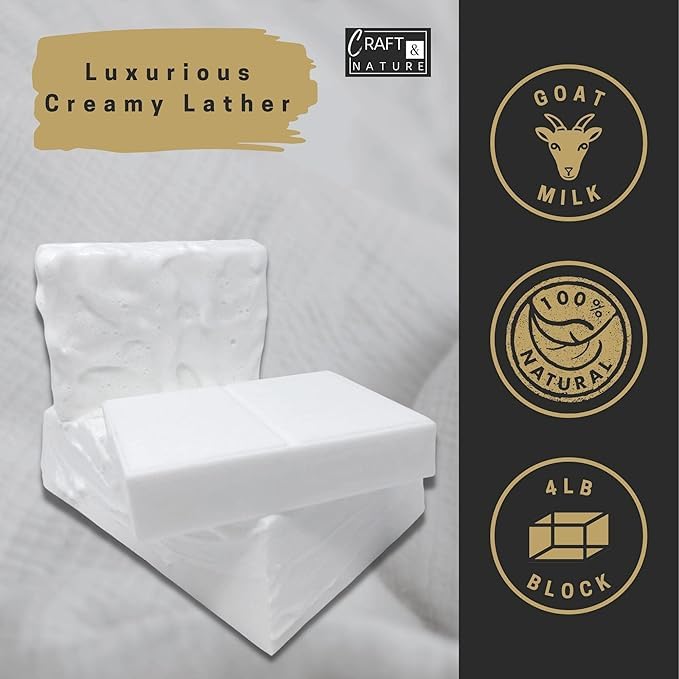 Craft & Nature 4 LB All Natural Unscented Goat Milk Moisturizing Glycerin Melt And Pour Soap Base for Soap Making - Image 3