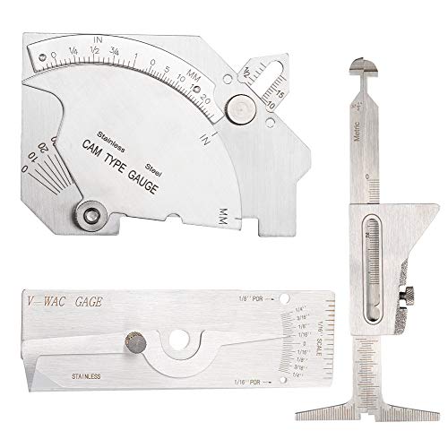 Carkio Hi Lo Welding Gauge Gage Test Ulnar Welder Inspection Gauge Tool + V-WAC Biting Edge Welding Gauge + MG-8 Bridge Cam Gage kit Compatible with Welding Measurement - Image 1