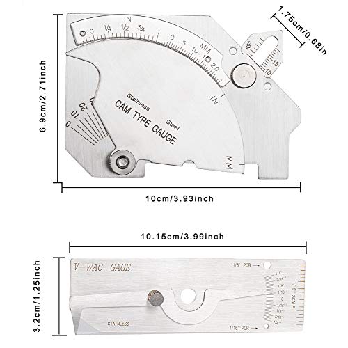 Carkio Hi Lo Welding Gauge Gage Test Ulnar Welder Inspection Gauge Tool + V-WAC Biting Edge Welding Gauge + MG-8 Bridge Cam Gage kit Compatible with Welding Measurement - Image 5