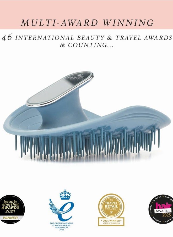Manta Mirror Anti Breakage Hair Brush, Wet & Dry Hair Massager Scalp Brush for, Gentle Hairbrush for Damaged Hair and All Hair Types - Detangling Brushes for Women Men, Curly Hair Brush, Blue - Image 4