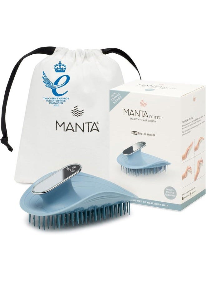 Manta Mirror Anti Breakage Hair Brush, Wet & Dry Hair Massager Scalp Brush for, Gentle Hairbrush for Damaged Hair and All Hair Types - Detangling Brushes for Women Men, Curly Hair Brush, Blue - Image 1