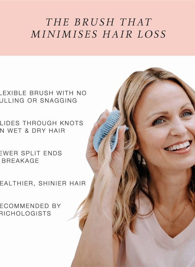 Manta Mirror Anti Breakage Hair Brush, Wet & Dry Hair Massager Scalp Brush for, Gentle Hairbrush for Damaged Hair and All Hair Types - Detangling Brushes for Women Men, Curly Hair Brush, Blue - Image 2