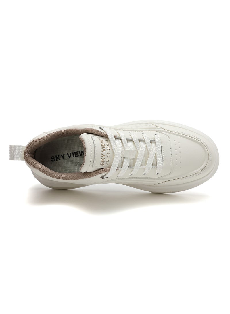 Sky View SKY VIEW Men's Fashion Shoes Ultrafine Fiber Vamp Casual Shoes For Men Non Slip Lace Up Chunky Sneakers Cushioned And Lightweight Low Top Walking Shoes White-02  - Image 5