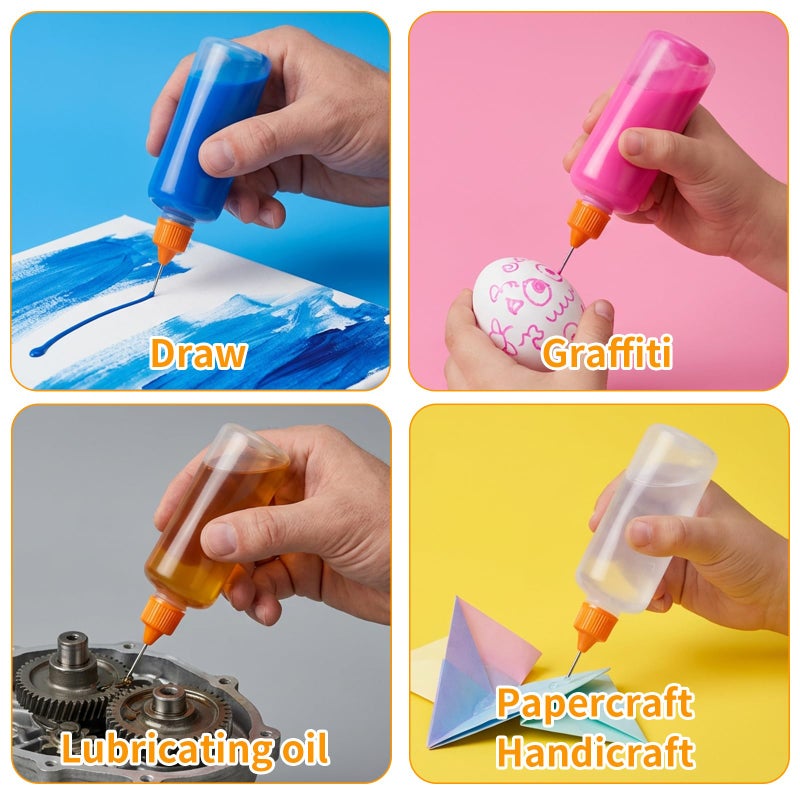 Goodma 30 Pcs Mixed Sized Precision Tip Applicator Bottles with Multicoloured Tips, Comes with 5 Pcs Mini Funnel for DIY Quilling Craft, Acrylic Painting, Small Gluing Projects, Oiler Bottle - Image 5