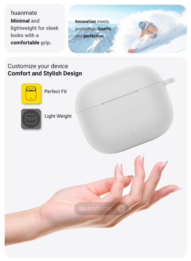huanmate Huawei FreeBuds SE 4 ANC Silicone Case Cover - White - Made with Soft Silicone, Lightweight & Durable - Stylish Design, Accurate Cut-outs, Easy Installation & Removal - Image 3
