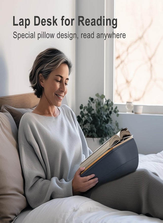 حامل كتب ERGONOV على شكل وسادة حضن للقراءة بدون استخدام اليدين، وسادة قراءة مريحة تقلل من إجهاد الرقبة، فكرة مثالية لمحبي الكتب في غرفة النوم أو أي مكان آخر مع مقعد للقراءة (رمادي) - Image 2