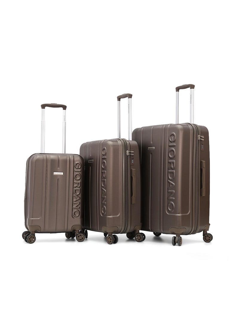 GIORDANO مجموعة حقائب سفر صلبة مكونة من 3 قطع، لون بني (S-20&quot;، M-24&quot;، L-28&quot;)  - Image 1