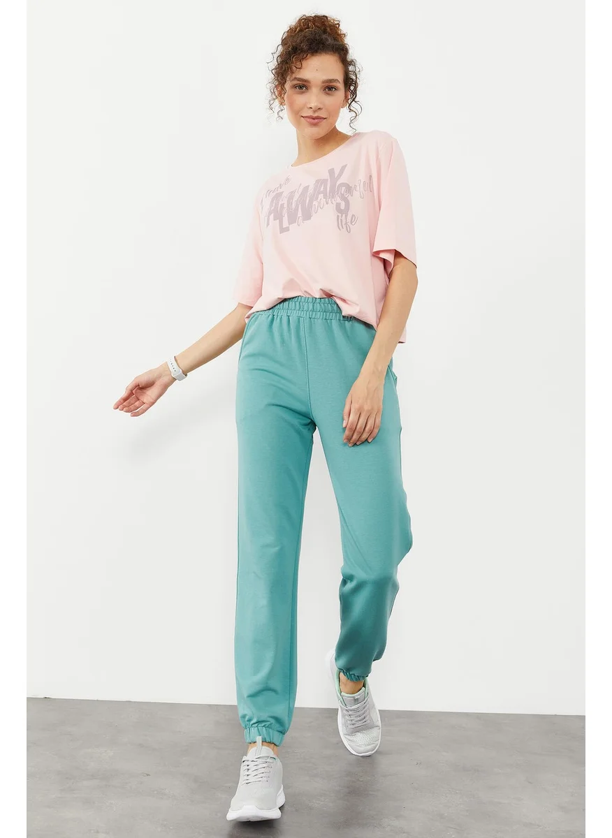 Tommy Life Elastic Leg Classic Mint Green Women's Tracksuit Bottoms