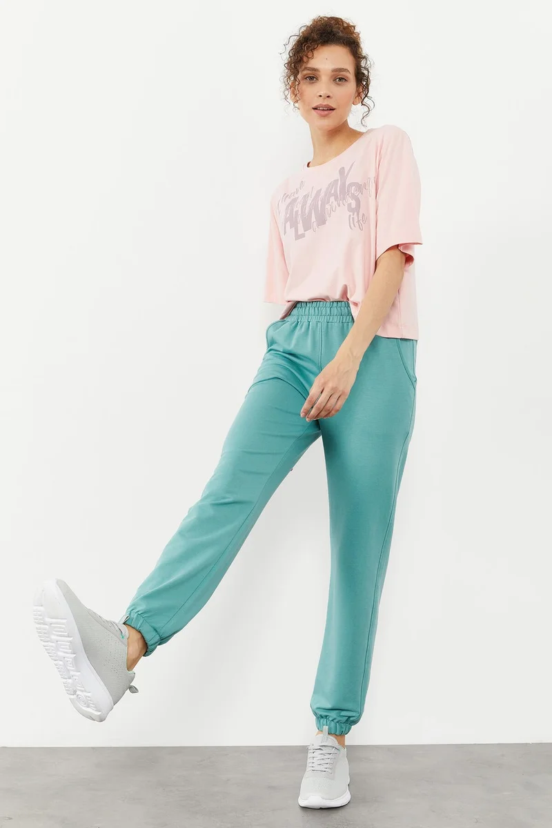 Tommy Life Elastic Leg Classic Mint Green Women's Tracksuit Bottoms