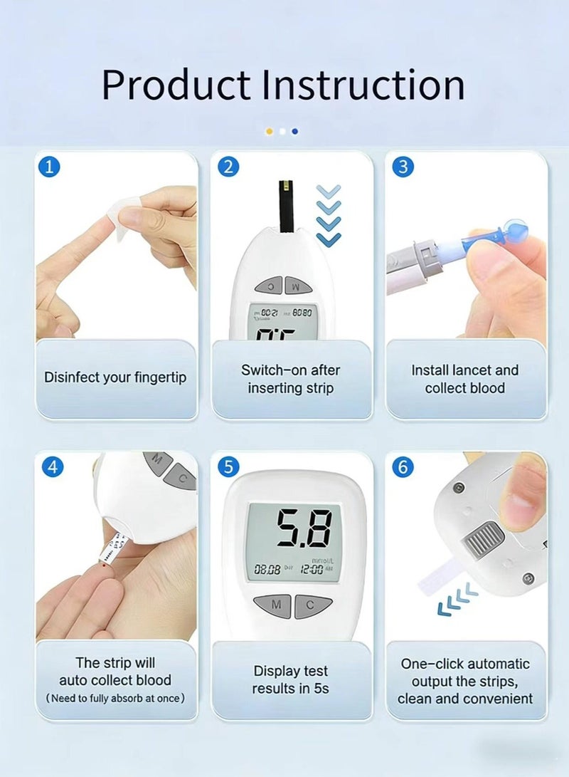 LORIVO 100 Test Strips + 100 Lancets Blood Glucose Monitor Kit — High Accuracy Diabetes Testing Meter with No Coding System, Includes Lancing Device for Easy Blood Sugar Monitoring - Image 3