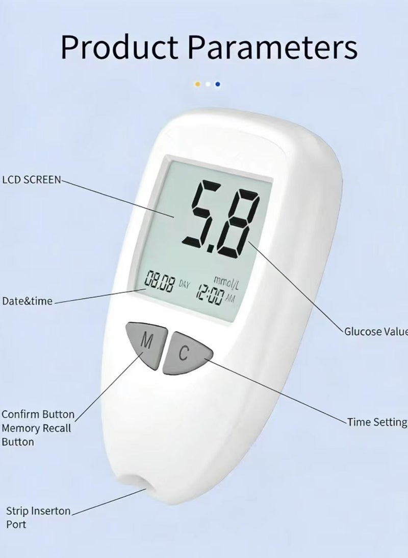 LORIVO 100 Test Strips + 100 Lancets Blood Glucose Monitor Kit — High Accuracy Diabetes Testing Meter with No Coding System, Includes Lancing Device for Easy Blood Sugar Monitoring - Image 2