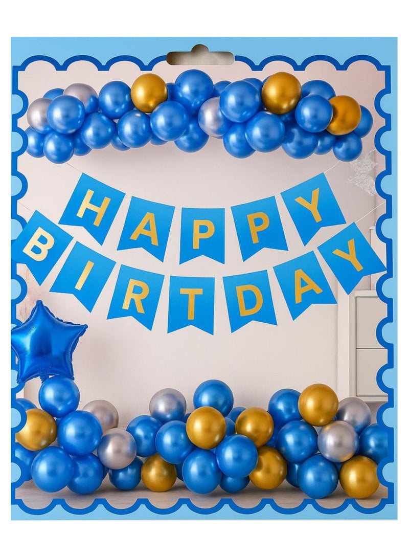 THE ARTFUL BLEND 52 PCS Birthday Balloon Decoration Set – 18'' Blue Happy Birthday Letter, Assorted Latex & Foil Star Balloon, 50 Balloon Clips, 1 Balloon Garland Strip – Perfect for Birthday Party Decorations & Celebrations  - Image 3