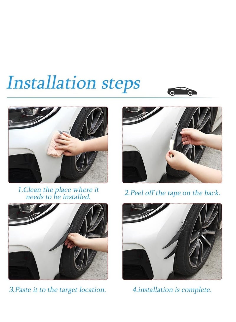 SYOSI Car Spoiler Canards Kit 4 PCS Universal Car Front Bumper Lip Splitter Soft Car Body Anti-Collision Fins Decoration Strip Bumper Lip Splitter Decal Sticker Exterior Accessories Black - Image 5