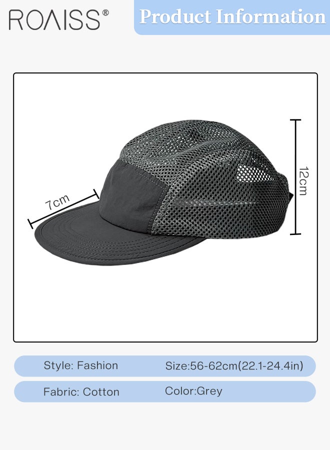 roaiss Mesh Baseball Cap for Women Men 5 Panel Flat Brim Trucker Hats Summer Breathable Cooling Sports Hat Lightweight Dad Hat Quick Dry Short Brim Hat Camping Running Sun Caps - Image 2