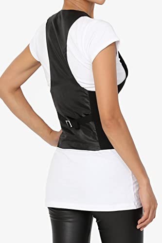 TheMogan Women's Dressy Casual Versatile Tuxedo Fully Lined Suit Vest Waistcoat Black 1X - Image 4