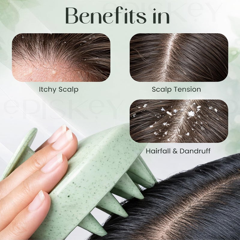 Episkey Scalp Massager Shampoo Brush, Eco-Friendly Wheat Straw Body With Soft Silicon Bristles, Hair Scalp Scrubber, Scalp Exfoliator | Dandruff Removal, Prevents Hair Loss For Men, Women (Jg-35) - Image 3