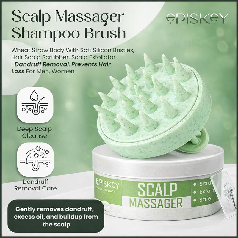 Episkey Scalp Massager Shampoo Brush, Eco-Friendly Wheat Straw Body With Soft Silicon Bristles, Hair Scalp Scrubber, Scalp Exfoliator | Dandruff Removal, Prevents Hair Loss For Men, Women (Jg-35) - Image 2