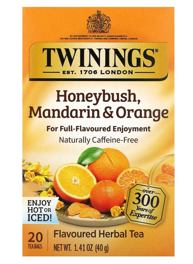 Flavored Herbal Tea Honeybush Mandarin & Orange Caffeine Free 20 Tea Bags 1.41 oz (40 g)