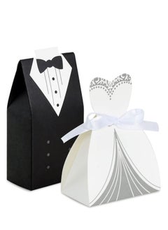 Excefore Wedding Favor Boxes Small Party Bride and Groom Candy for Bridal Shower Decorations Dress Tuxedo 50pcs  - Image 1