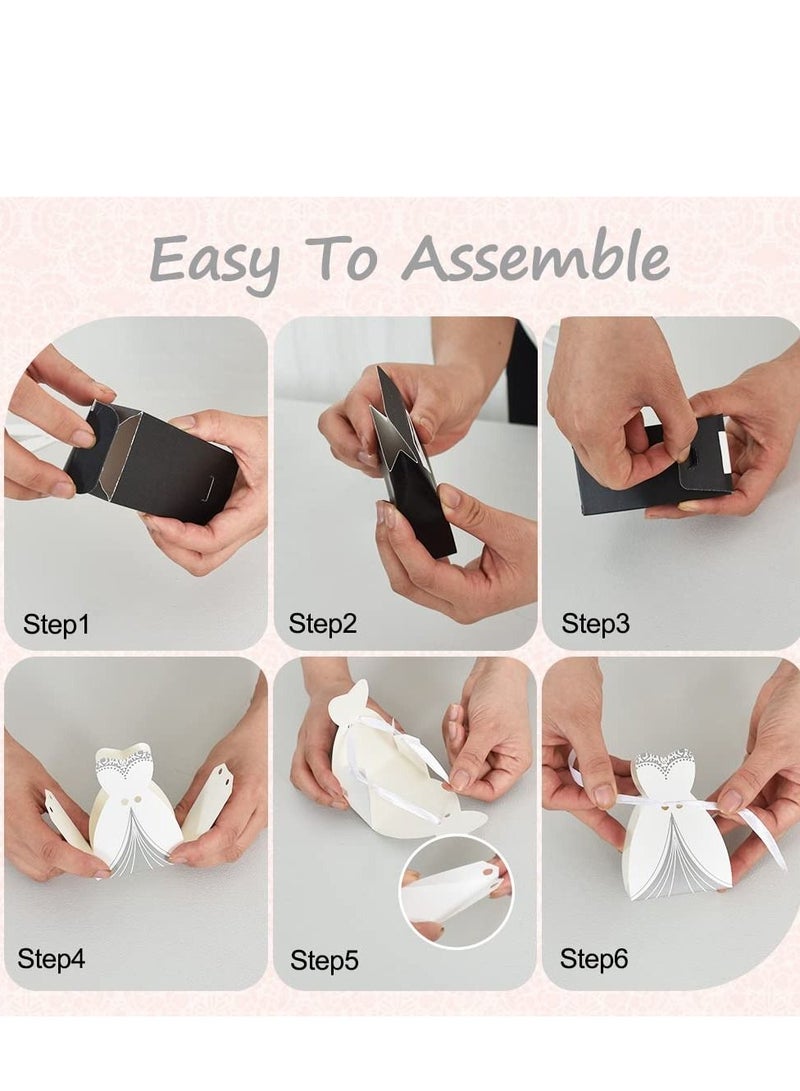 Excefore Wedding Favor Boxes Small Party Bride and Groom Candy for Bridal Shower Decorations Dress Tuxedo 50pcs - Image 3