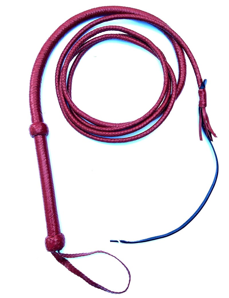 Dark Tan 16 Plaits Leather Bull Whip Indiana Jones Style Inside Solid Wood Leather Fall and Cracker Action Whip (6FT)