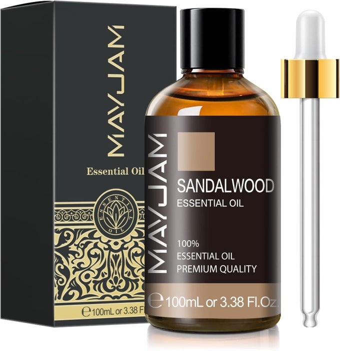 SANDALWOOD ESSENTIAL OIL, 3.38FL.OZ PURE ESSENTIAL OILS BY , LARGE VOLUME SANDALWOOD OIL, PERFECT FOR AROMATHERAPY DIFFUSER, GREAT FOR DIY CANDLE AND SOAP MAKING