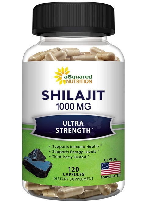 Shilajit 1000Mg 120 Capsules Pure Shilajit Extract Supplement And Powder Complex Pills Natural Humic & Fulvic Acid & Trace Minerals Alternative To Resin & Drops