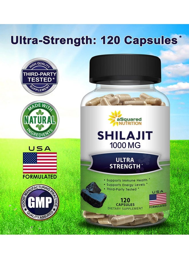 aSquared Nutrition - Shilajit 1000Mg 120 Capsules Pure Shilajit Extract Supplement And Powder Complex Pills Natural Humic & Fulvic Acid & Trace Minerals Alternative To Resin & Drops - Image 1