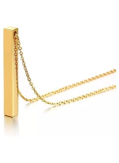 MARIO DRAFTS Minimalist Bar Pendant Necklace, Gold-Plated Stainless Steel Chain, Unisex  - Image 1