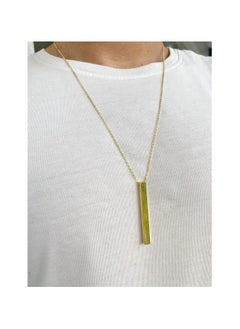 MARIO DRAFTS Minimalist Bar Pendant Necklace, Gold-Plated Stainless Steel Chain, Unisex  - Image 2