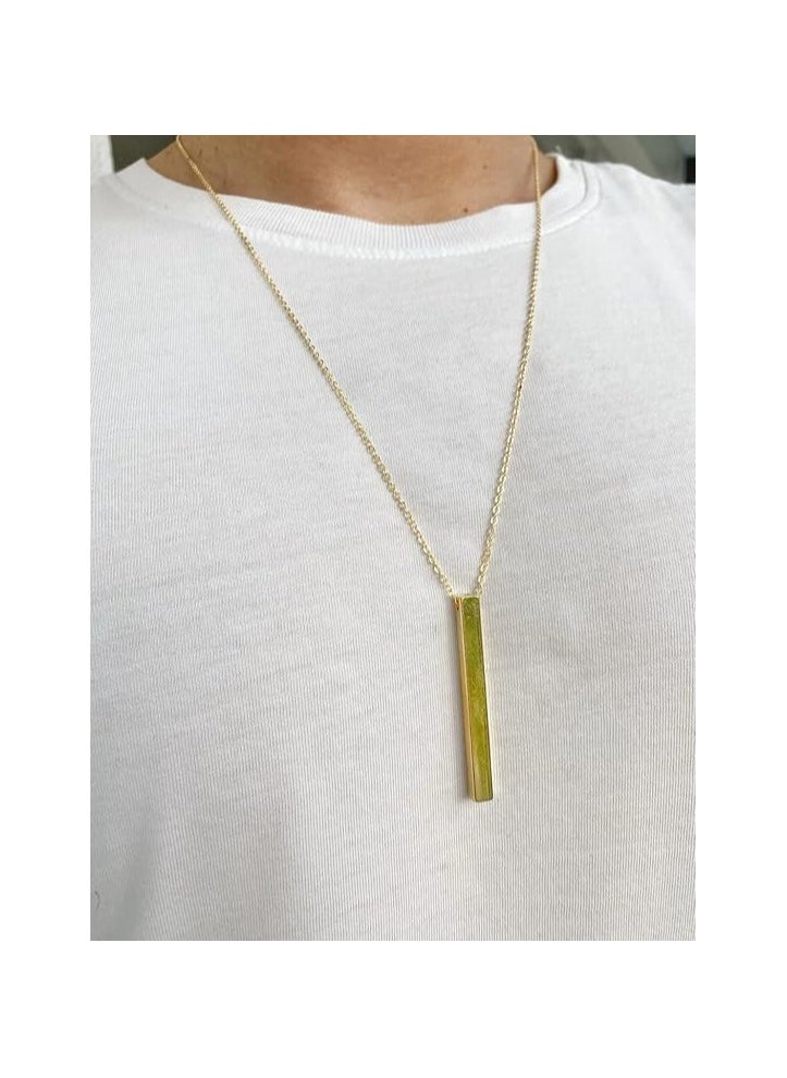 MARIO DRAFTS - Minimalist Bar Pendant Necklace, Gold-Plated Stainless Steel Chain, Unisex - Image 1