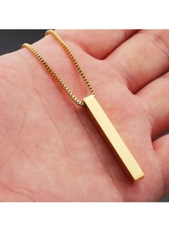 MARIO DRAFTS Minimalist Bar Pendant Necklace, Gold-Plated Stainless Steel Chain, Unisex  - Image 3