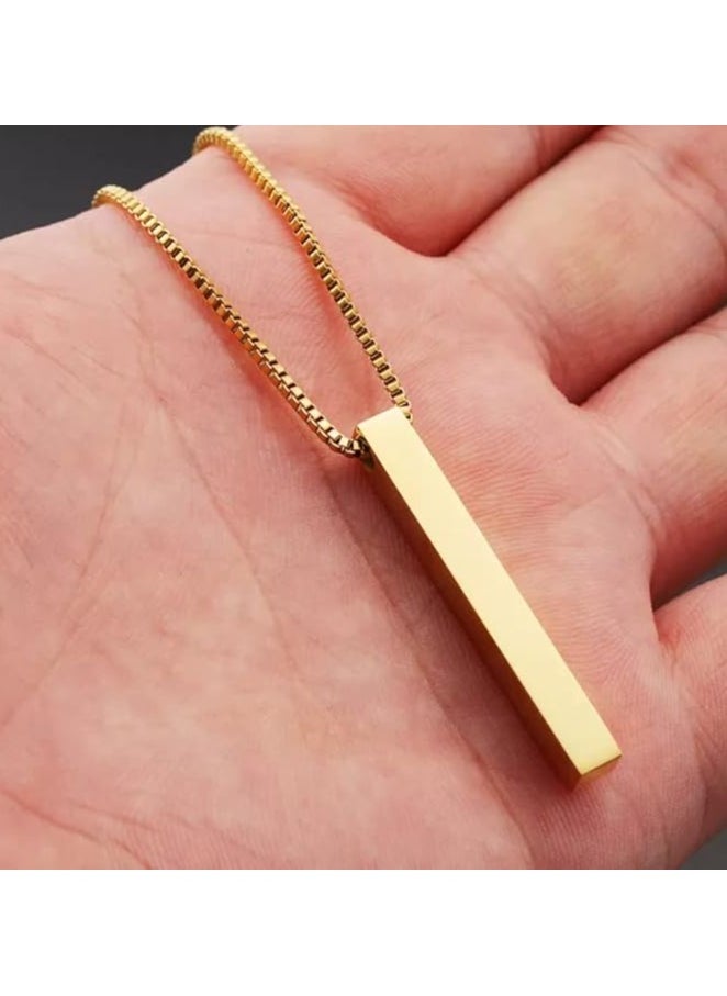 MARIO DRAFTS - Minimalist Bar Pendant Necklace, Gold-Plated Stainless Steel Chain, Unisex - Image 1