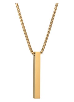 MARIO DRAFTS Minimalist Bar Pendant Necklace, Gold-Plated Stainless Steel Chain, Unisex  - Image 4