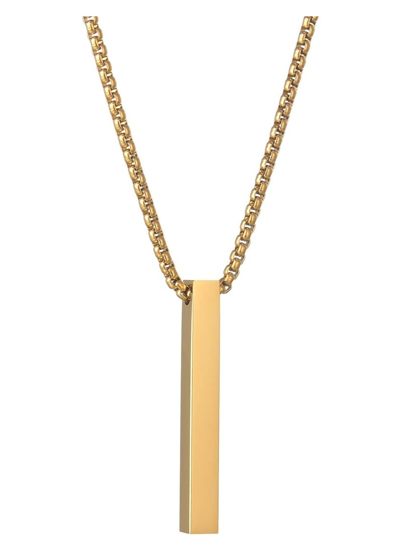 MARIO DRAFTS - Minimalist Bar Pendant Necklace, Gold-Plated Stainless Steel Chain, Unisex - Image 1