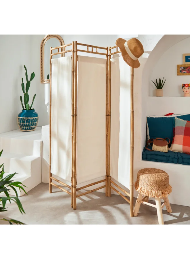 atmosphera Kalel 3-Panel Bamboo Folding Screen Divider Brown and White 170 x 135.5 x 3 cm 206013