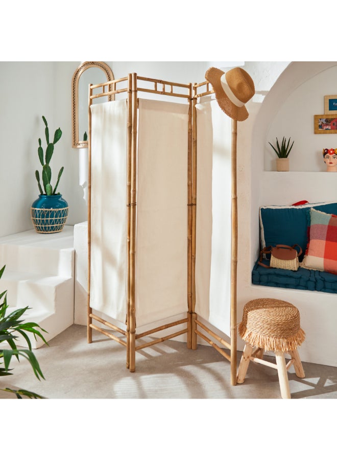 atmosphera Kalel 3-Panel Bamboo Folding Screen Divider Brown and White 170 x 135.5 x 3 cm 206013 - Image 2
